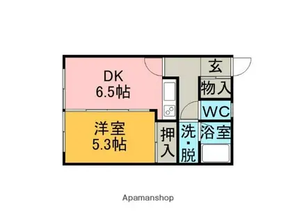 ハイツ橘(1DK/2階)の間取り写真