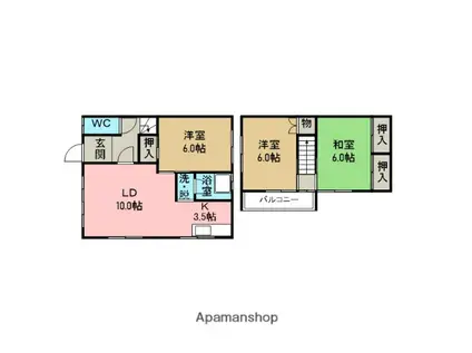 鈴木アパート(3LDK/1階)の間取り写真