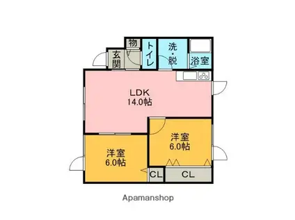 ホワイトステージ(2LDK/1階)の間取り写真