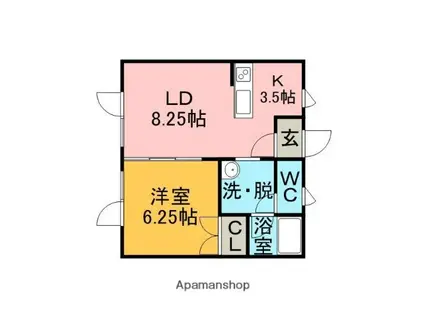 コーポF(1LDK/2階)の間取り写真