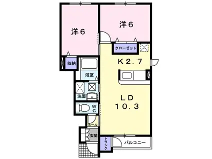 モルエランウィンズB(2LDK/1階)の間取り写真
