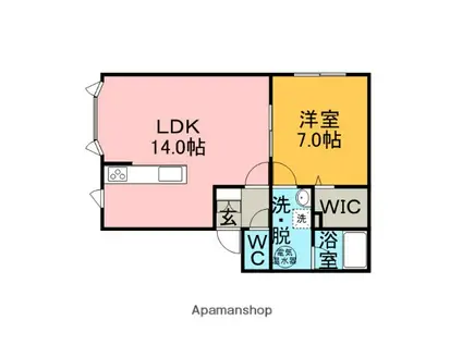ディアコートⅢ(1LDK/2階)の間取り写真