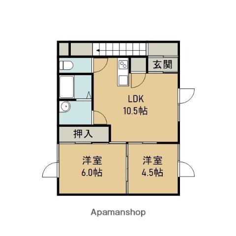 本輪西アパート(2LDK/1階)の間取り写真