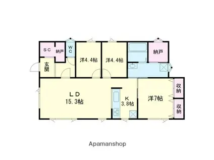 ハイム若草(3LDK/1階)の間取り写真