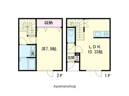 ヴァンベール中央2(1LDK/1階)の間取り写真