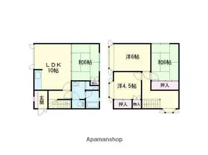 室蘭本線 東室蘭駅 徒歩12分 2階建 築34年(4LDK)の間取り写真