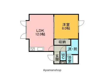 KENSEIタウン B棟(1LDK/1階)の間取り写真
