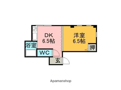 マンションT(1DK/2階)の間取り写真