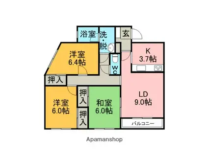 アラモード(3LDK/1階)の間取り写真