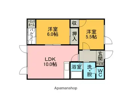 エクセル桜木(2LDK/2階)の間取り写真