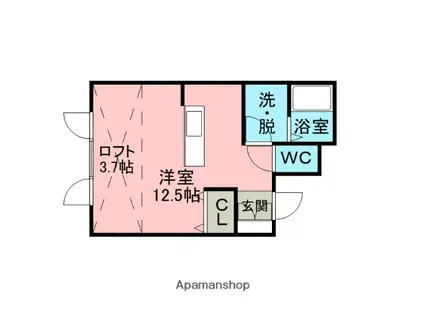 クレストコート母恋(ワンルーム/3階)の間取り写真