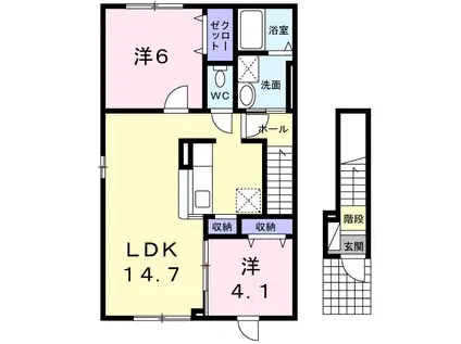 カーサ・フォルテ(2LDK/2階)の間取り写真