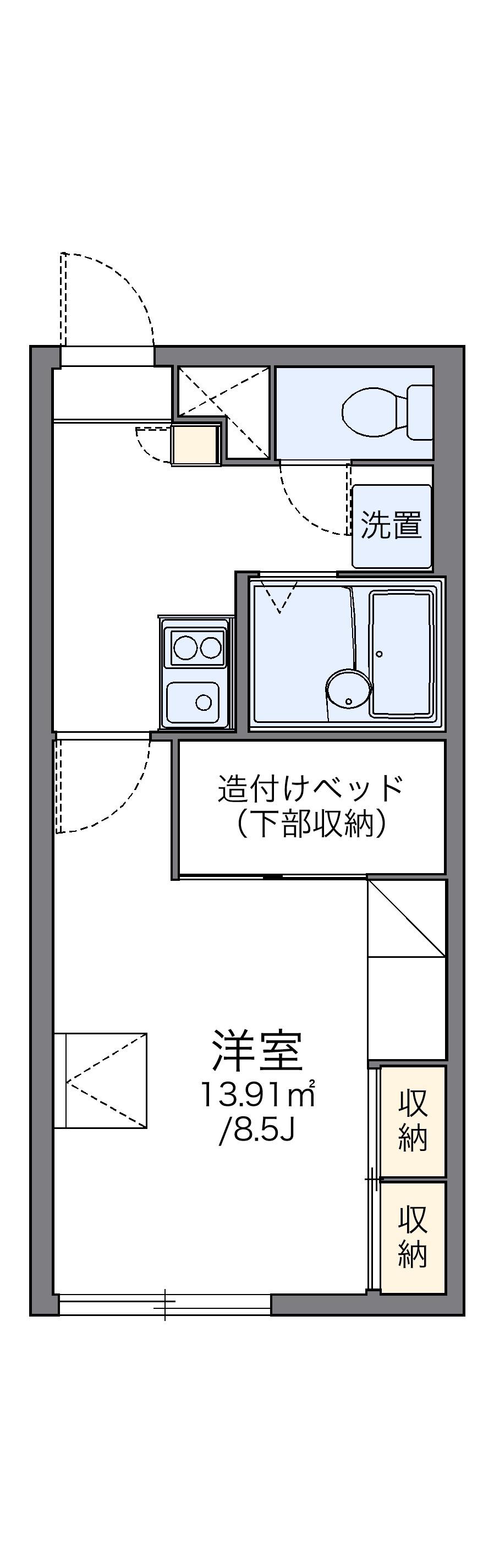 レオパレスハーベストコート見山(1K/2階)の間取り写真