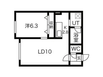 BRONZ(1LDK/2階)の間取り写真