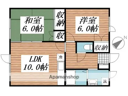 フェイス柏木D棟(2LDK/2階)の間取り写真