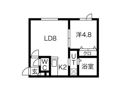 ルシエル(1LDK/2階)の間取り写真