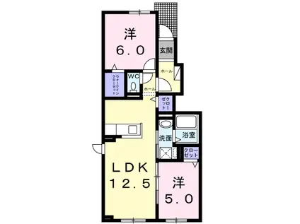 グランベルⅢ(2LDK/1階)の間取り写真