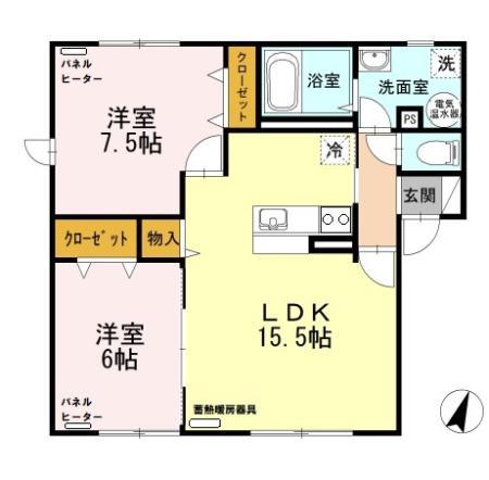 グリーンピア沼の端(2LDK/2階)の間取り写真