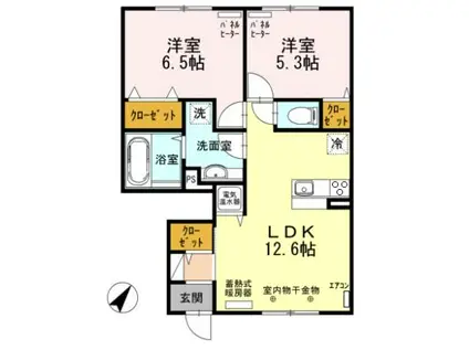 BRILLER(2LDK/1階)の間取り写真