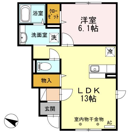 セジュール苫小牧(1LDK/1階)の間取り写真