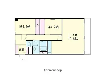 サンハイツ新中野(2LDK/3階)の間取り写真