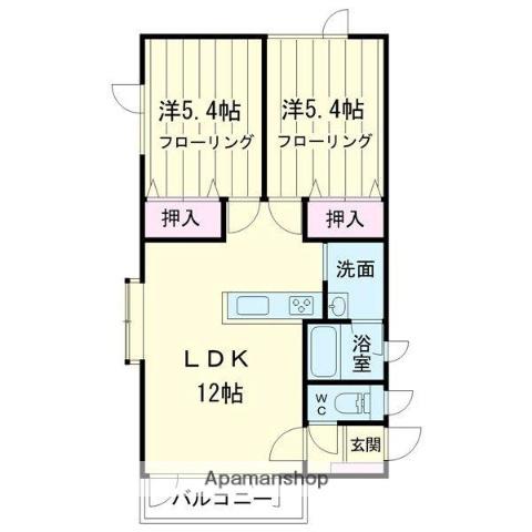グランドのぞみ(2LDK/2階)の間取り写真