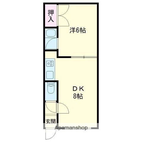 メゾンビーブル(1DK/2階)の間取り写真