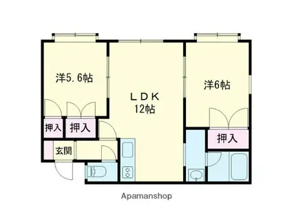 プリーシュア明野元町A(2LDK/3階)の間取り写真