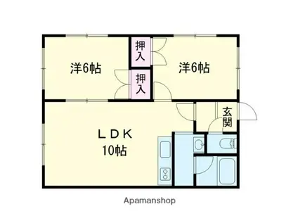 クリスタルハウスシオン(2LDK/3階)の間取り写真