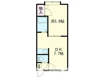 アスペン音羽(1DK/2階)の間取り写真