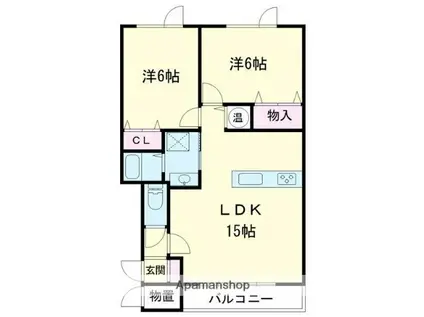 アーバン花園(2LDK/2階)の間取り写真