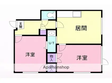 アパルトマンメルシー(2DK/3階)の間取り写真