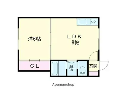 三栄コーポB(1DK/2階)の間取り写真