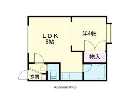 ノースアルカディア(1DK/1階)の間取り写真