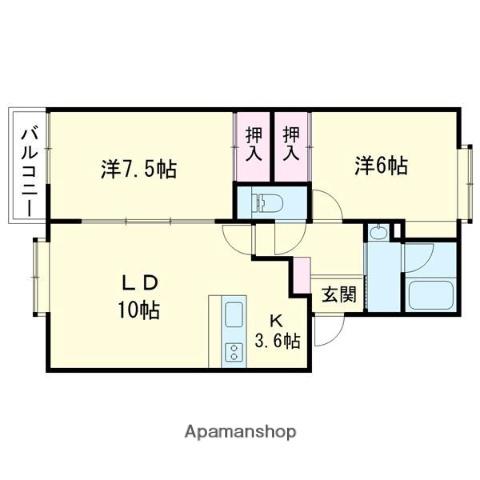 プレファシオ(2LDK/1階)の間取り写真