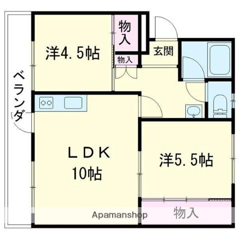 コーポNYC(2LDK/2階)の間取り写真