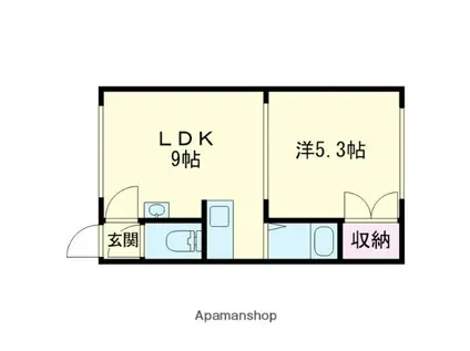 ハピネスE(1DK/3階)の間取り写真