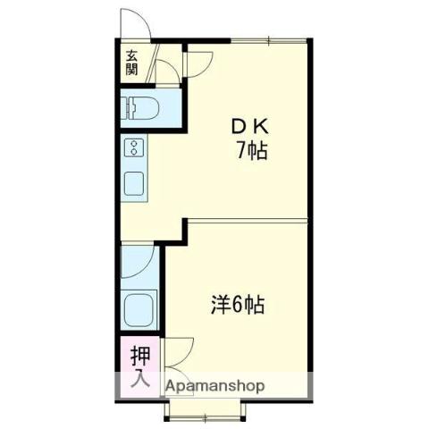 クリスタルハウス(1DK/3階)の間取り写真