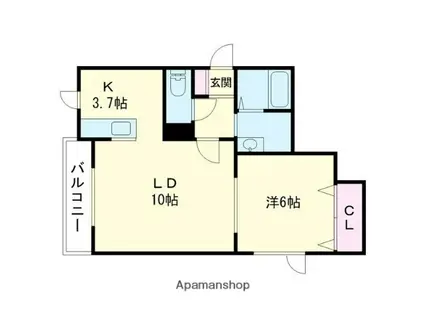 レインボーハウスLUMIERE(1LDK/1階)の間取り写真