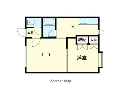 エテルナB(1LDK/3階)の間取り写真