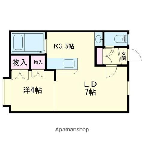アティック新町(1DK/2階)の間取り写真