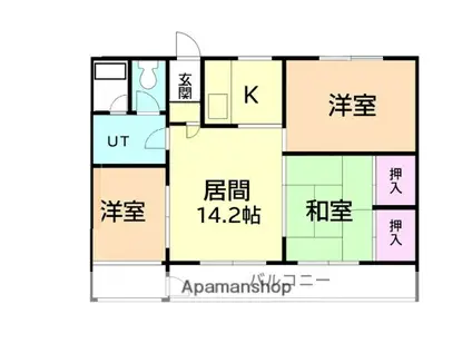 グランドハイツ新明A棟(3LDK/4階)の間取り写真