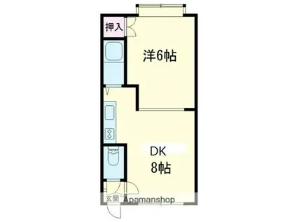 ドルチェ日吉B(1DK/2階)の間取り写真