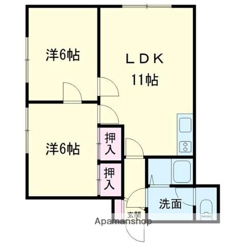日吉荘A(2DK/1階)の間取り写真