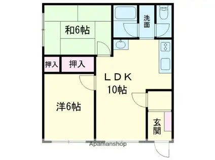 ハイツさとう(2LDK/2階)の間取り写真