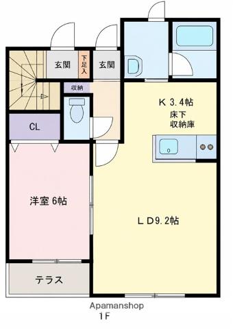 ノースブライトⅡ(1LDK/1階)の間取り写真