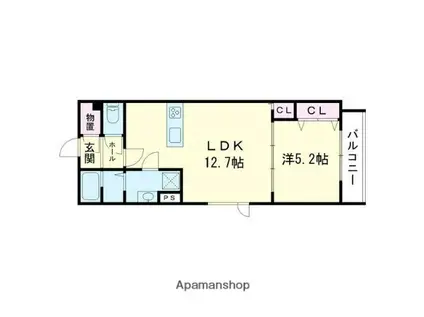 INDIO北栄町(1LDK/2階)の間取り写真