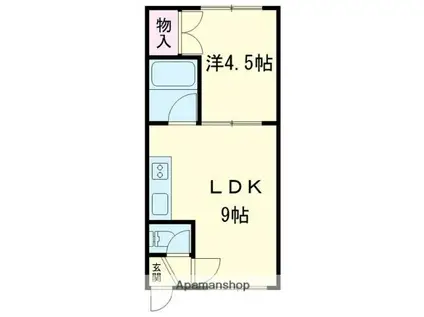 フレンズ北光(1DK/1階)の間取り写真