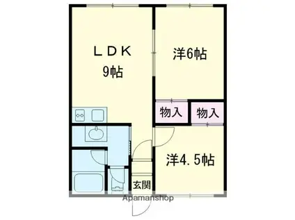 サンコート柏木B棟(2LDK/1階)の間取り写真