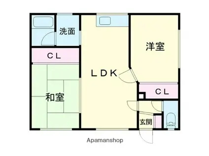 コーポ道(2LDK/2階)の間取り写真